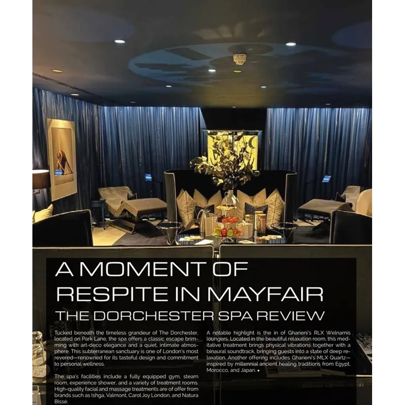 The Dorchester Spa X Gharieni magazine.