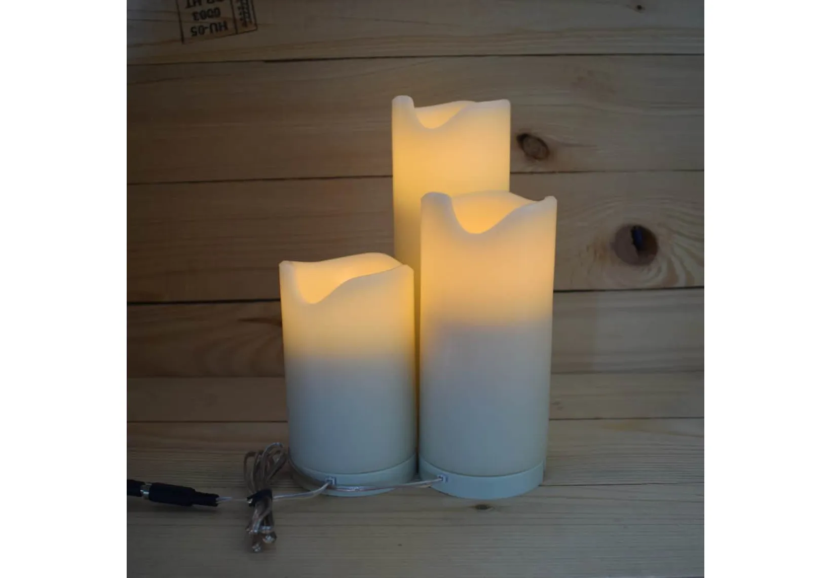 Rechargeable Wax LED Pillar Candles (set of 3) 